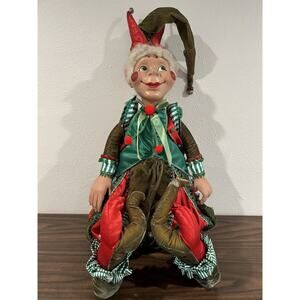 Katherine's Collection Wayne Kleski Christmas Jester Elf Doll 36” Red Green Rare